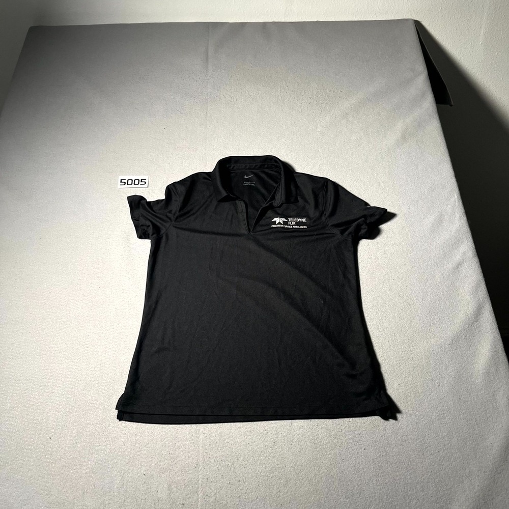 Nike‎ Teledyne Flir Performance Polo Shirt Womens Large Black Slit Golf Tennis